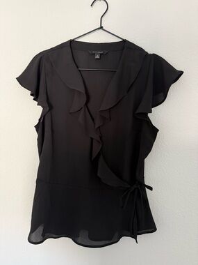 Banana Republic Black Ruffle Wrap Top